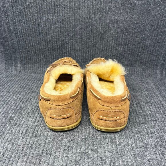 L.L. Bean Wicked Good Slippers Suede Rubber Sole Shearling Moccasin Men 8 Wide - Picture 4 of 8